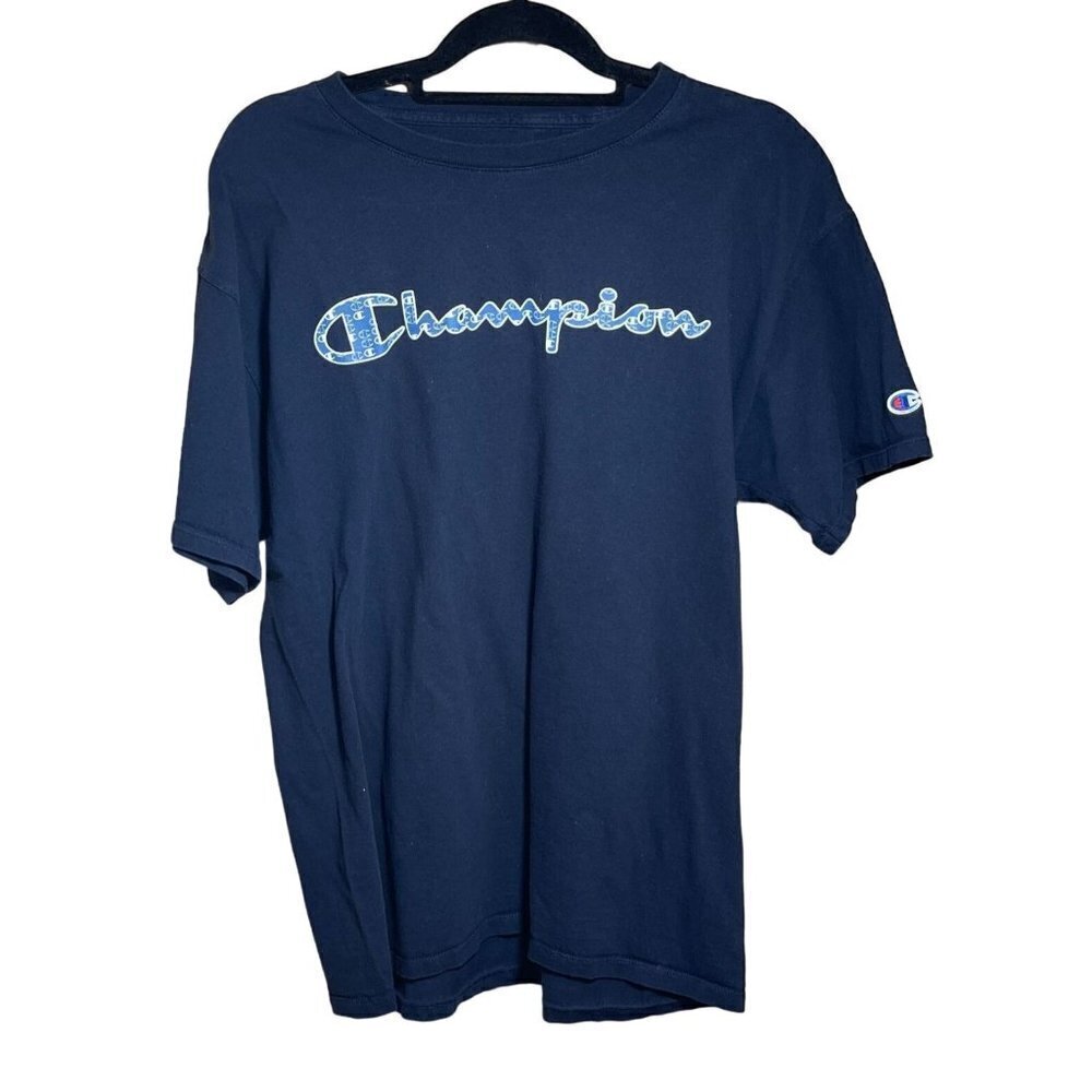 Champion Men's Signature T-Shirt Short Sleeve Navy Blue Crewneck Size L Large